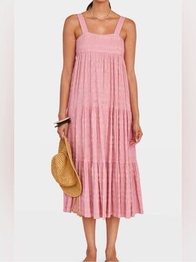 Hunter Bell Poppy Dress in Smocked Pink size Medium